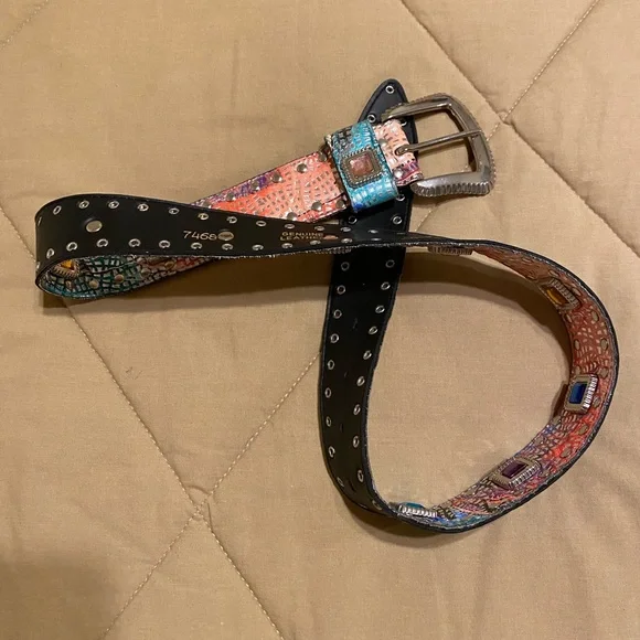 Colorful Rhinestones Embellished Western Cowgirl Festive Belt/Silver Buckle